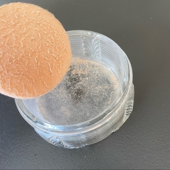 Vintage Powder Jar Antique Cut Glass with Design Lid Art Deco Floral Basket Etch - Picture 2 of 11